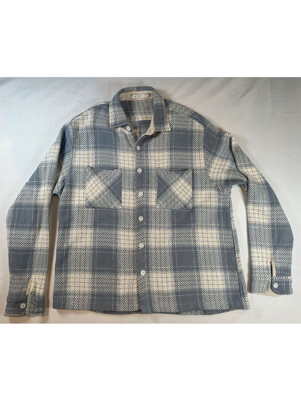 MNML Mens Shacket Cream & Gray Sz XL